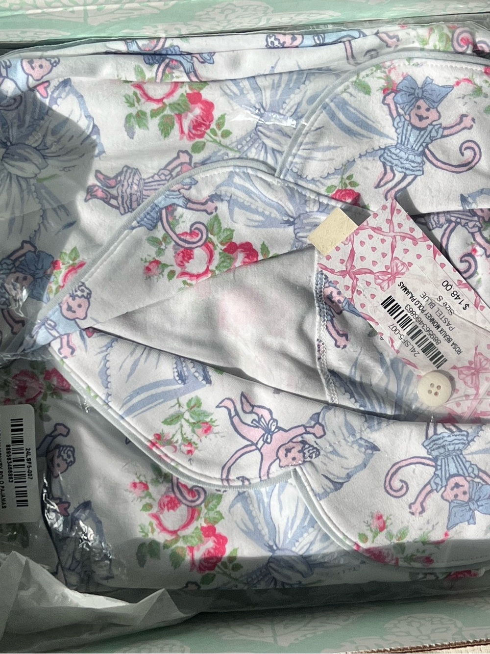 NWT LoveShackFancy x Roller Rabbit Rosa Beaux Monkey Polo Pajama Set Size Small